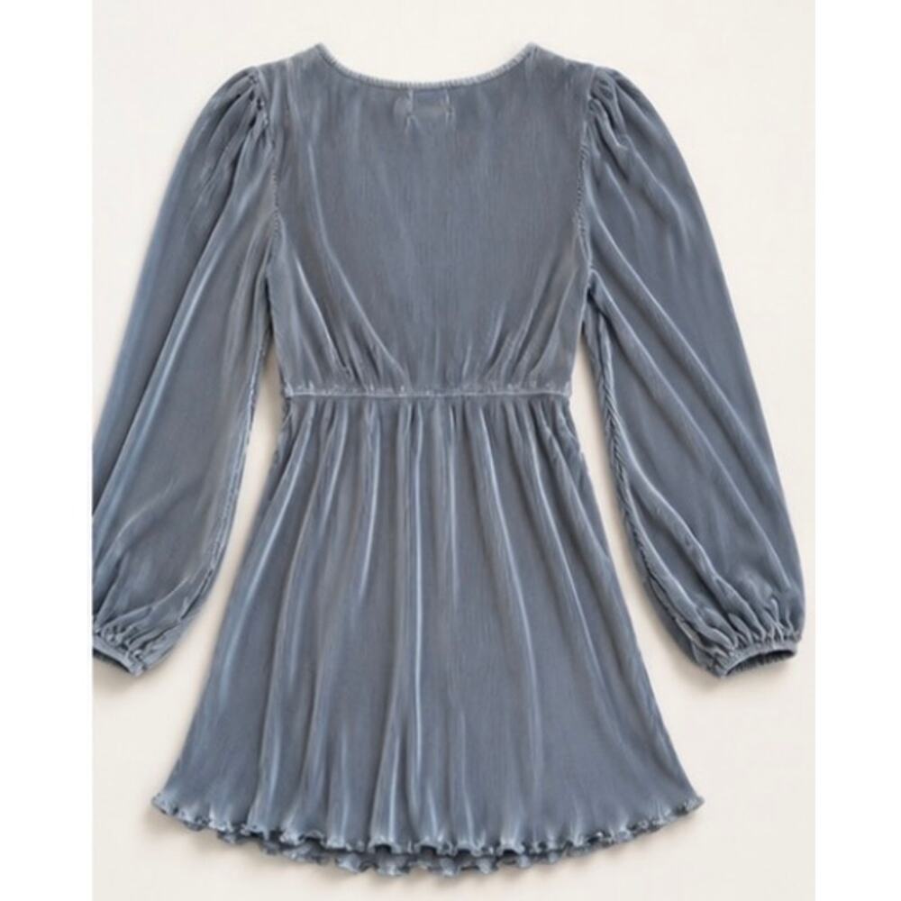 Princess Polly Smoky Blue Pleated Mini Dress Wedding Guest Romantic Size 6 NWOT - Picture 7 of 7